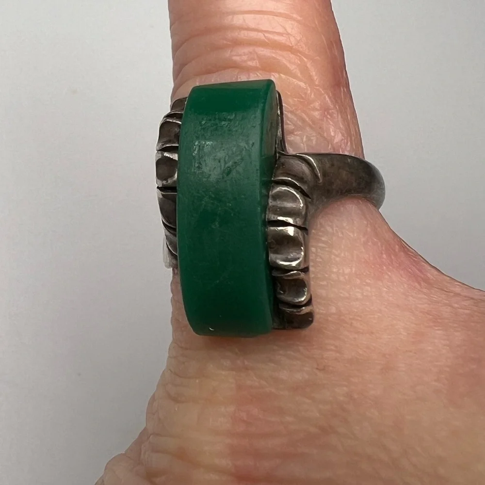 Green Agate Sterling Silver 925 Ring, Size 6.5 - Picture 2 of 8